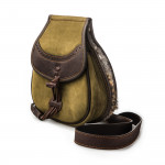 Leather & Fur Hand Warming Bag in Verde