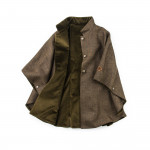 Ladies Reversible Cape in Olive Herringbone