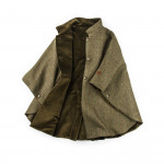 Ladies Reversible Cape in Green Herringbone