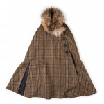 Ladies Fur-Trimmed Cape in Heritage Check