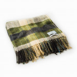 Wool Travel Blanket in Moss and Navy