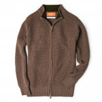 Bowland Zip Cardigan in Clay with Field Green
