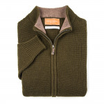 Bowland Zip Cardigan in Field Green with Clay