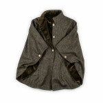 Reversible Short Cloak in Green and Black Tweed