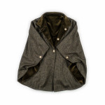 Reversible Short Cloak in Green and Black Tweed