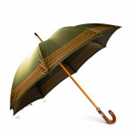 Striped Umbrella with Leather Handle