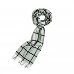 Pure Cashmere Scarf in Windowpane Duck Egg