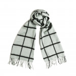 Pure Cashmere Scarf in Windowpane Duck Egg