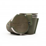 Shot Glass Set with Grained Leather Case in Olive