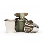 Shot Glass Set with Grained Leather Case in Olive