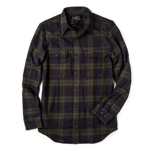 Vintage Flannel Work Shirt in Black Green Navy